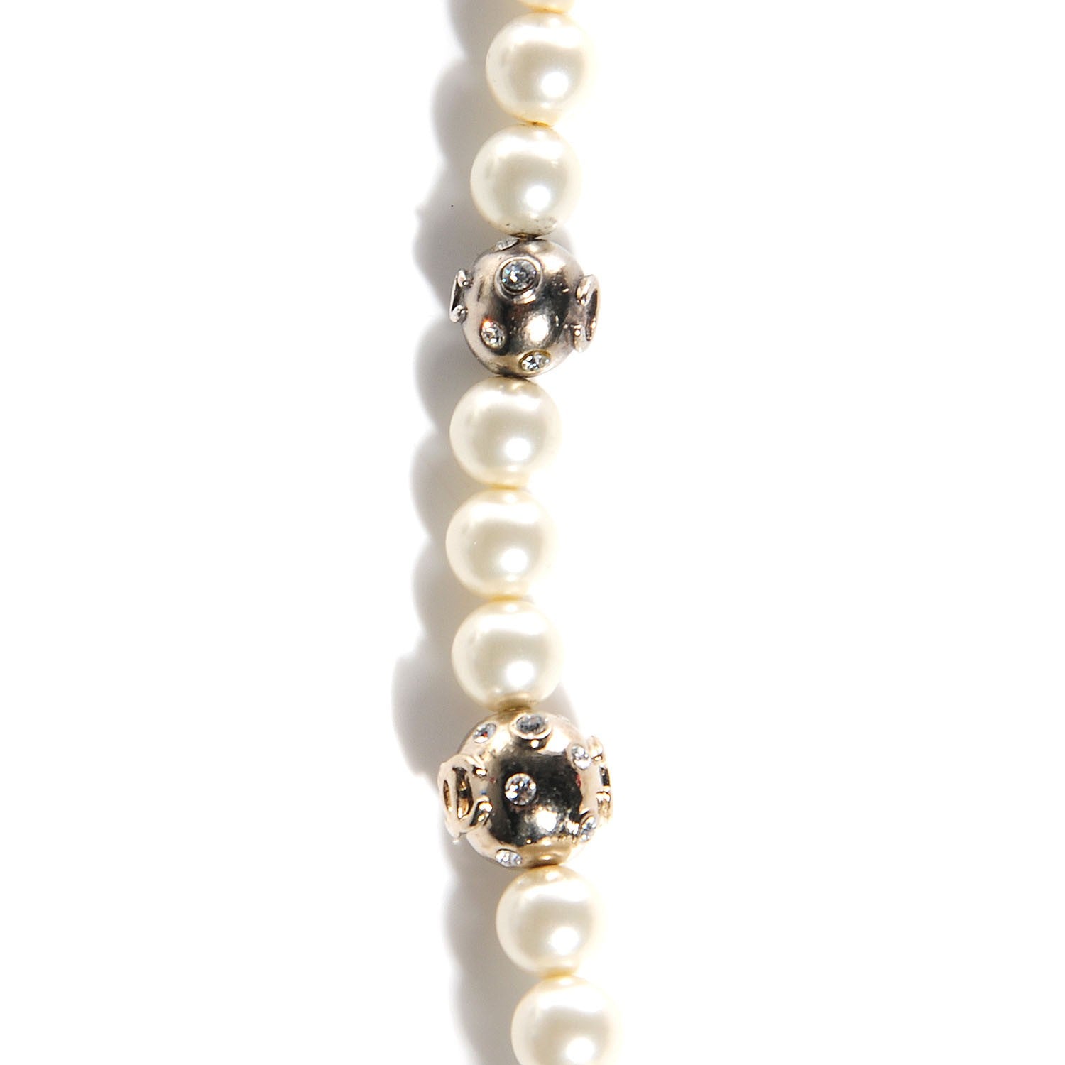 Chanel Crystal Pearl Cluster CC Long Necklace Light Gold 4 of 6