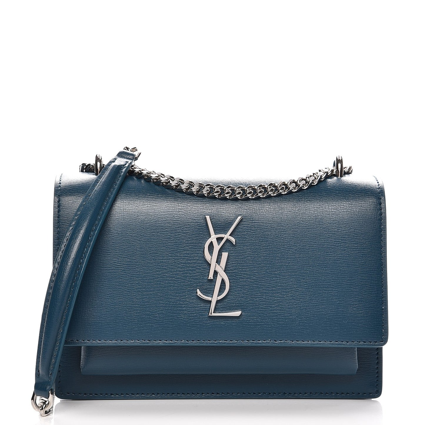 Calfskin Monogram Sunset Chain Wallet Turquoise