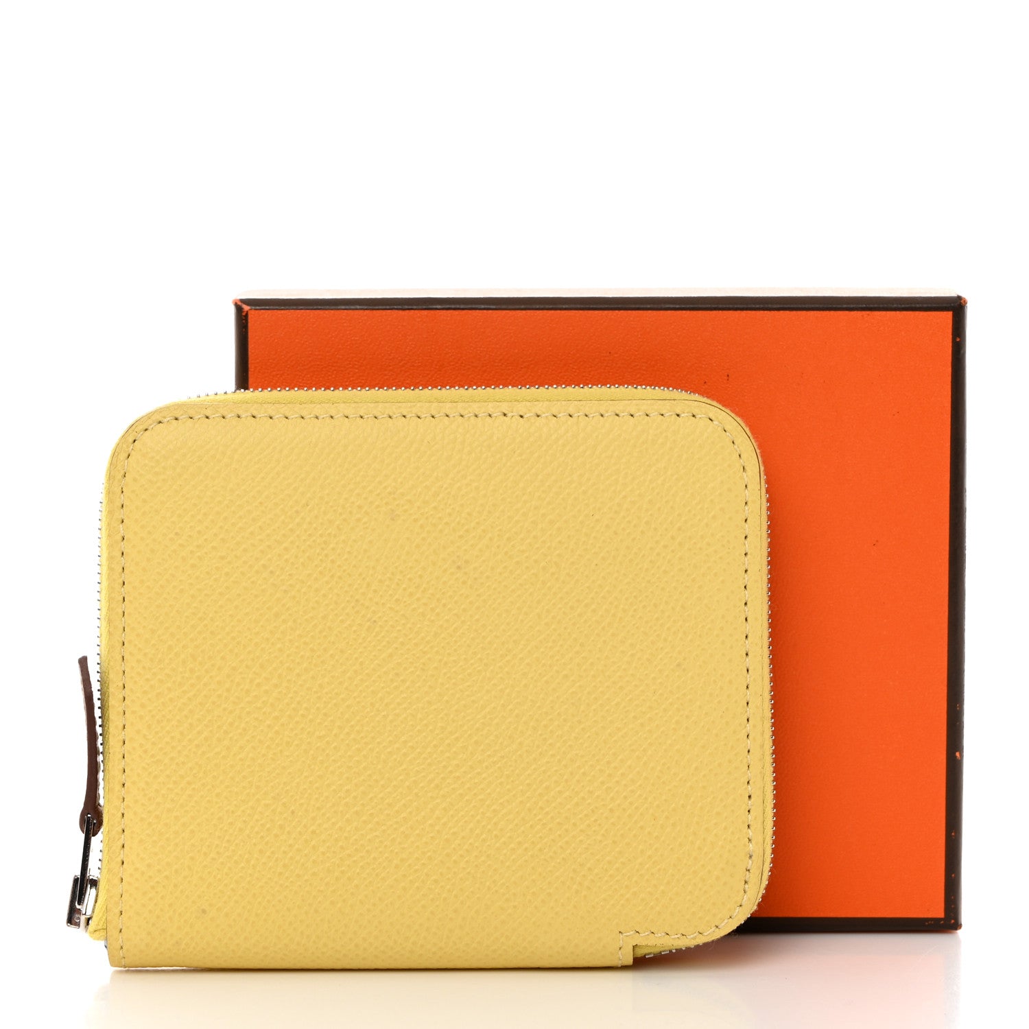 Hermes Epsom Silk'In Compact Wallet Jaune Poussin Menthe 8 of 8