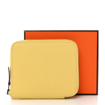 Hermes Epsom Silk'In Compact Wallet Jaune Poussin Menthe 8 of 8