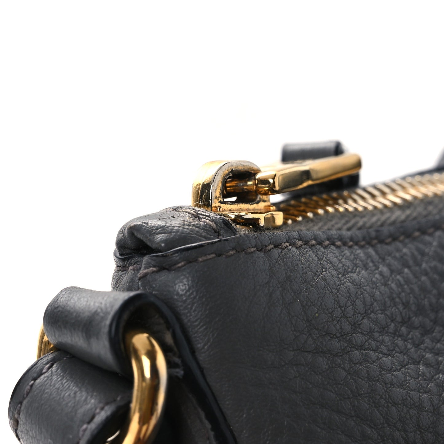 Vitello Daino Zippered Shoulder Bag Marmo