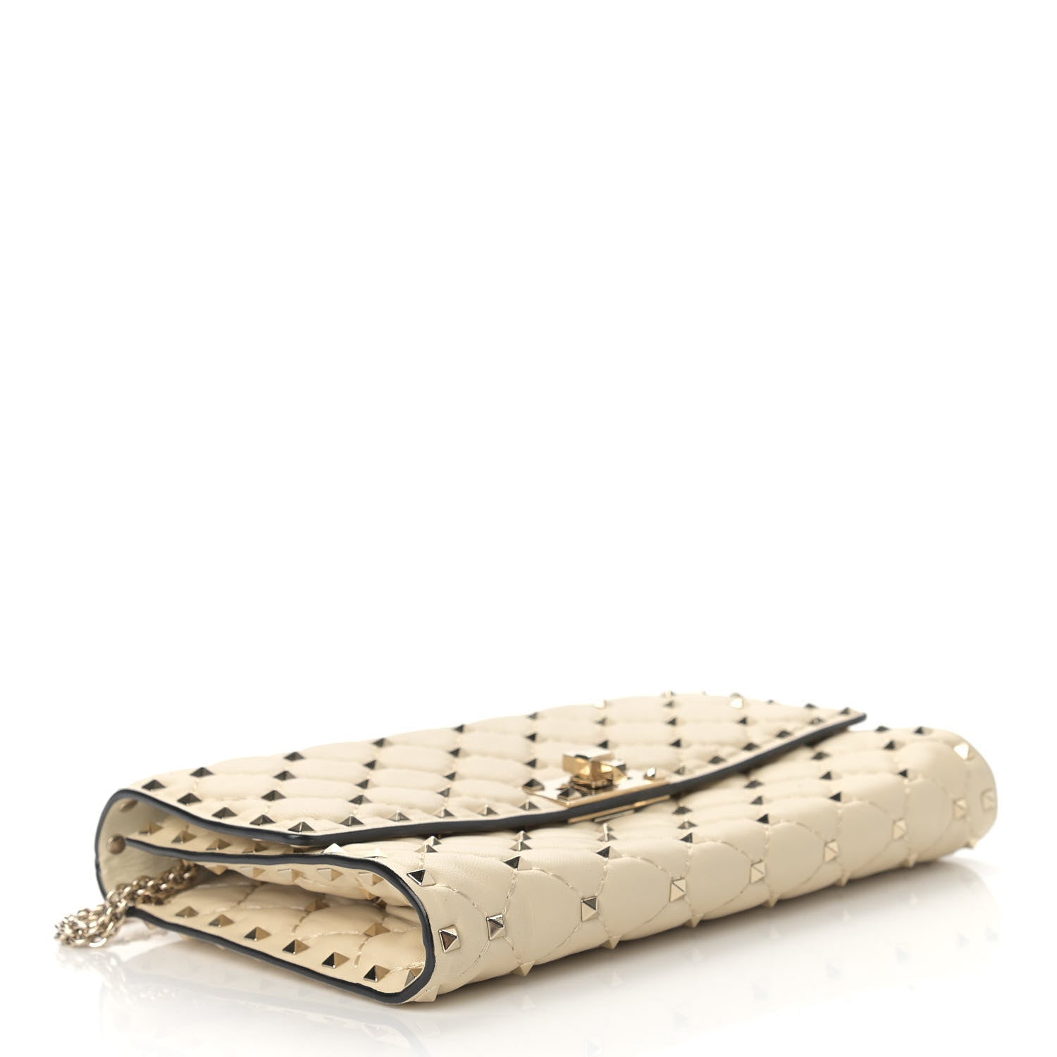 Valentino Garavani Nappa Rockstud Spike Wallet on Chain Light Ivory 4 of 12