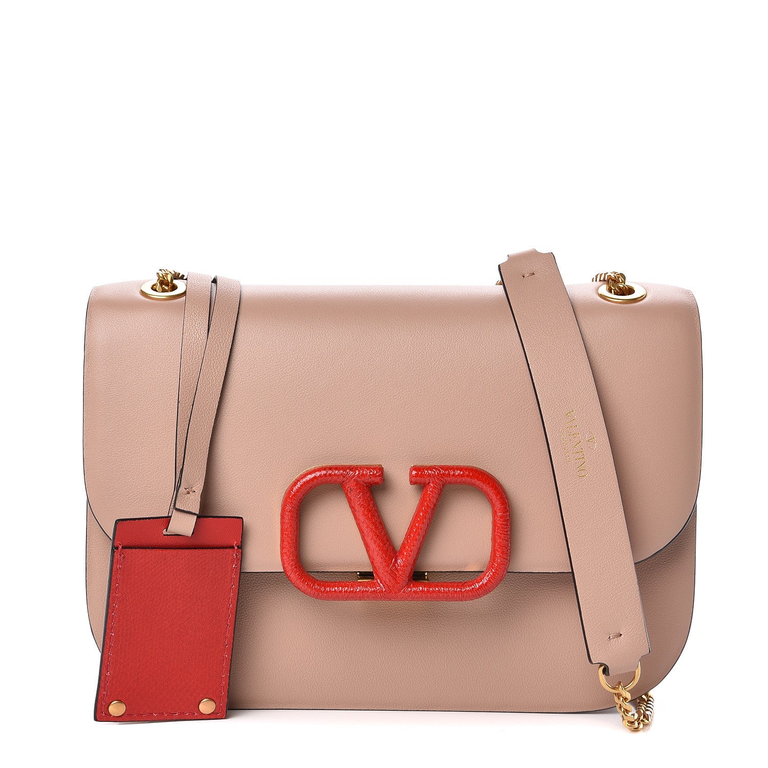 Valentino Garavani Smooth Calfskin Small VLock Shoulder Bag Poudre Rouge Pur 1 of 9