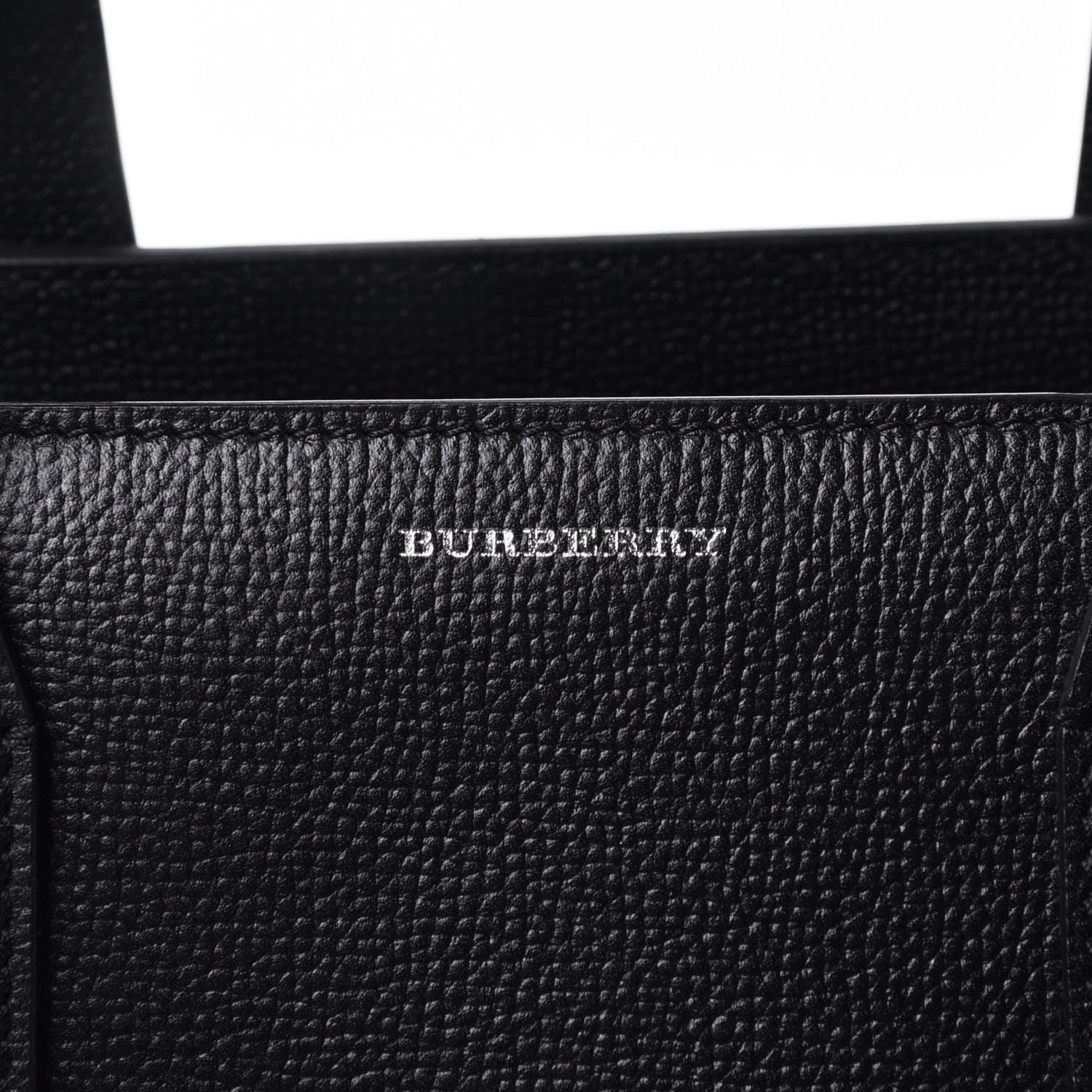 Burberry Derby Calfskin House Check Medium Banner Tote Black 15 of 16