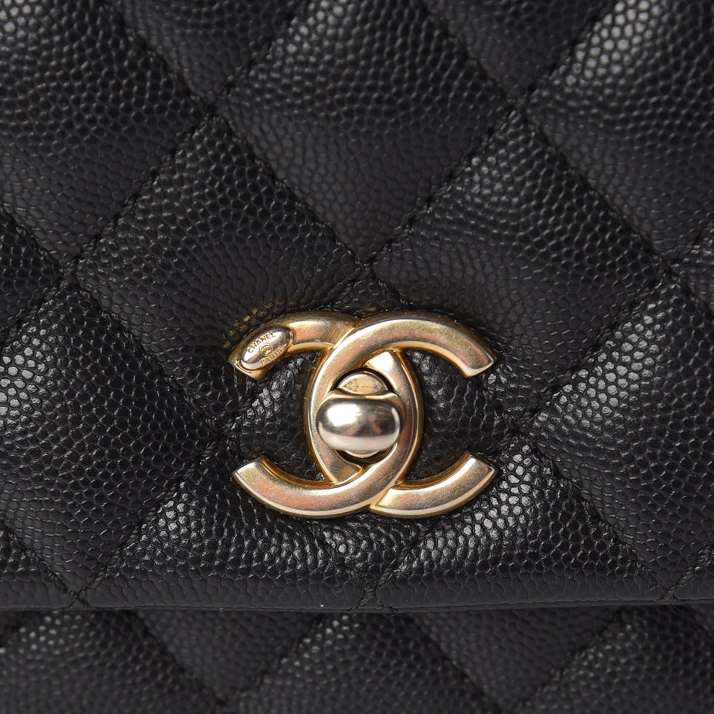 Caviar Quilted Mini Coco Handle Flap Black