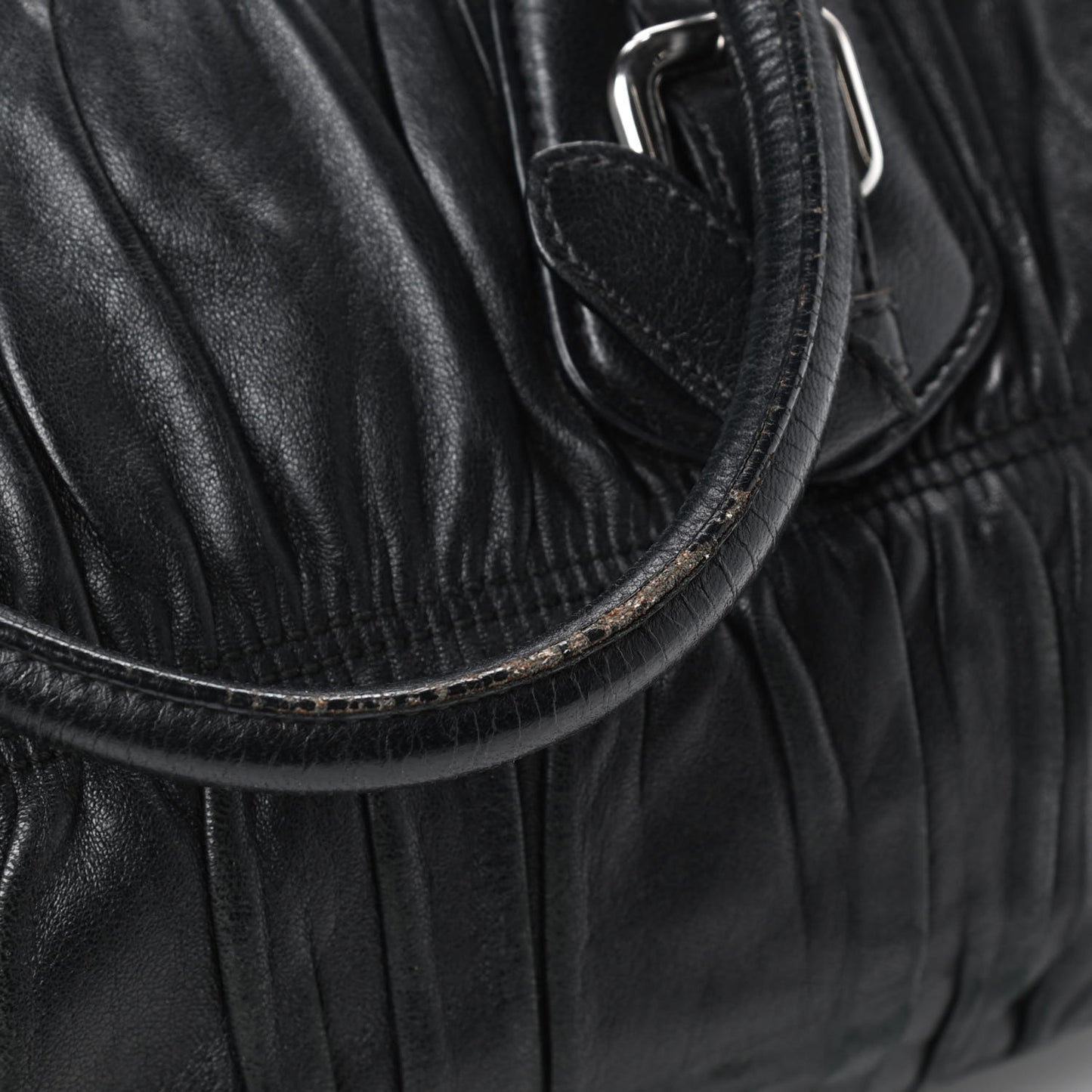 Nappa Gaufre Shopping Satchel Black