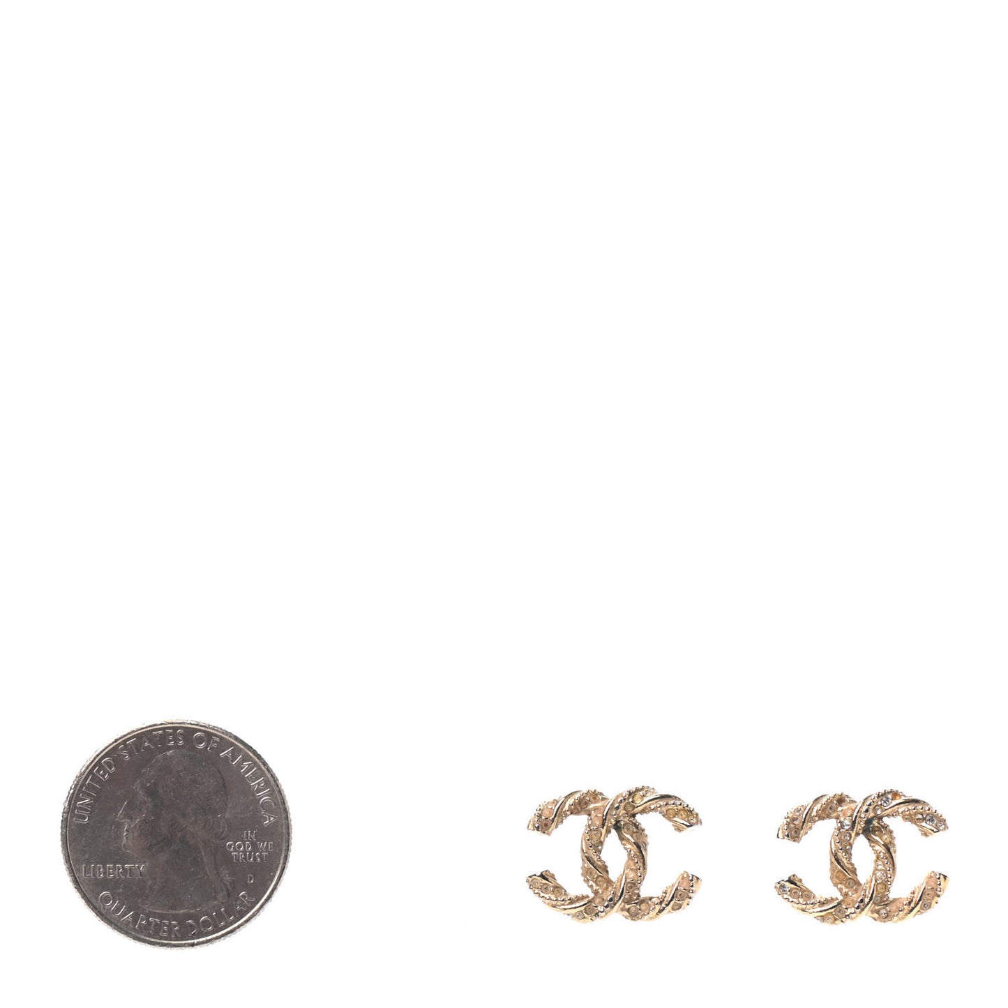 Crystal Twisted CC Earrings Gold
