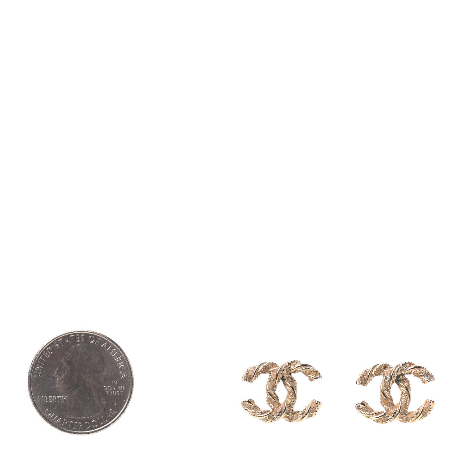 Chanel Crystal Twisted CC Earrings Gold 2 of 4