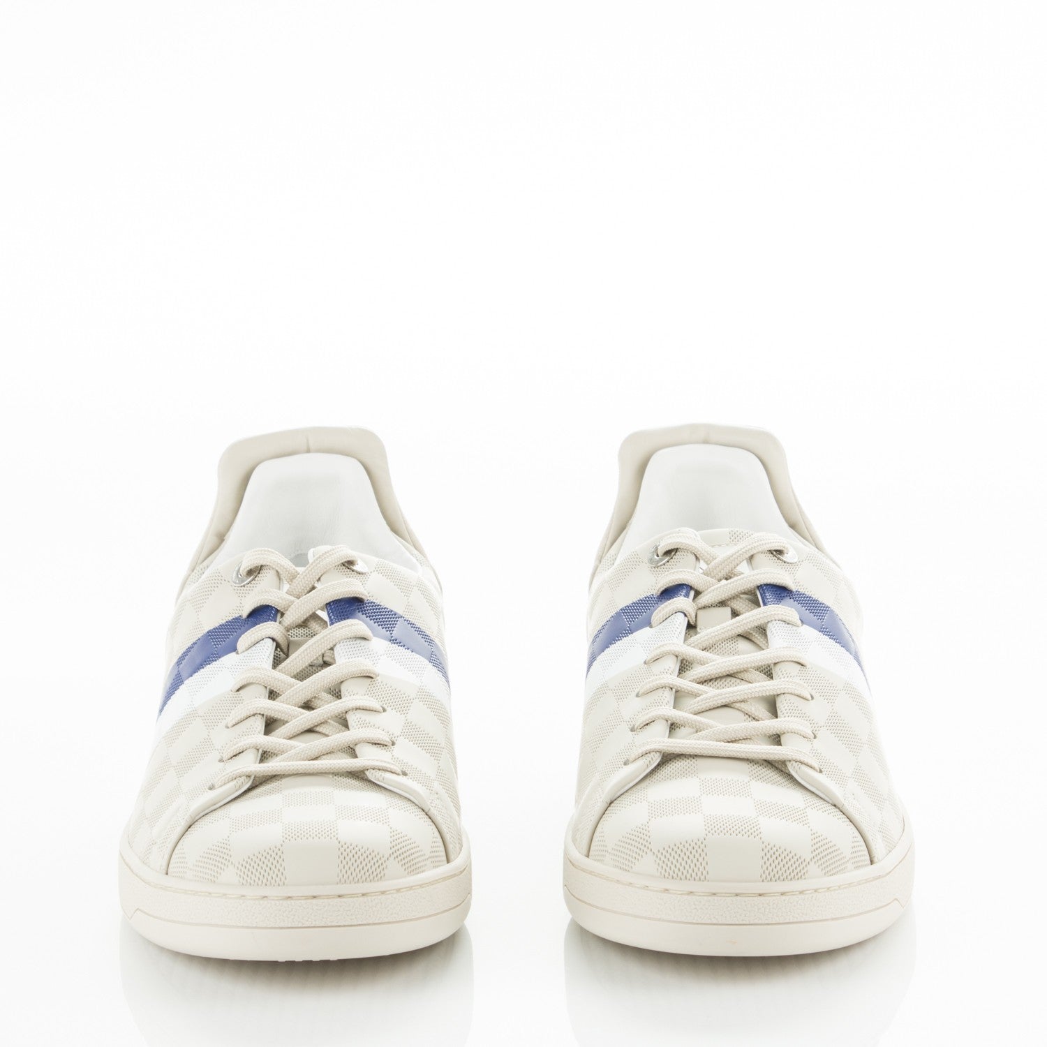 Louis Vuitton Calfskin Damier Embossed Frontrow Sneakers 11 Creme 2 of 8