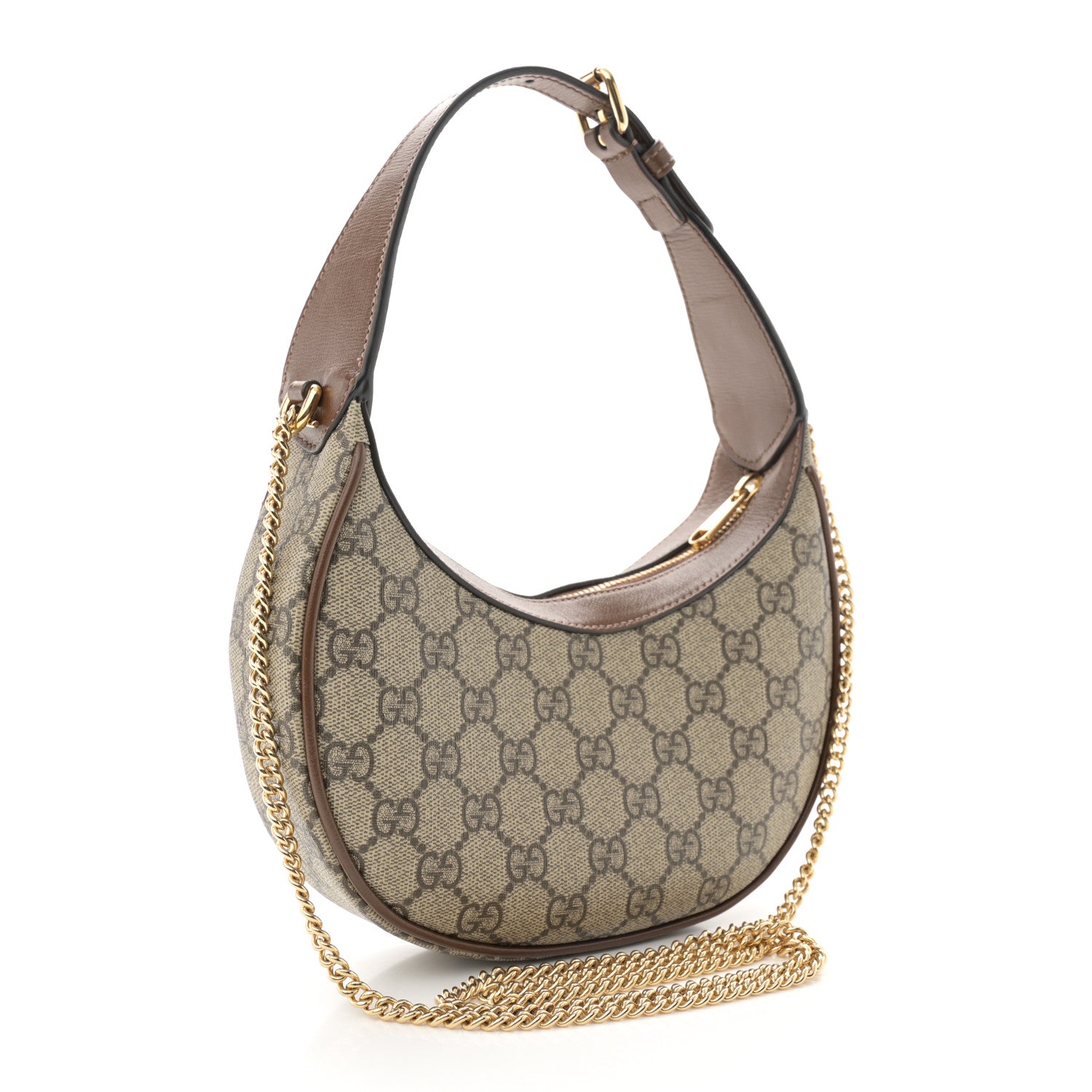 Gucci GG Supreme Monogram Azalea Calfskin Mini Retro Interlocking G Half Moon Bag Beige Ebony Brown Sugar 3 of 10