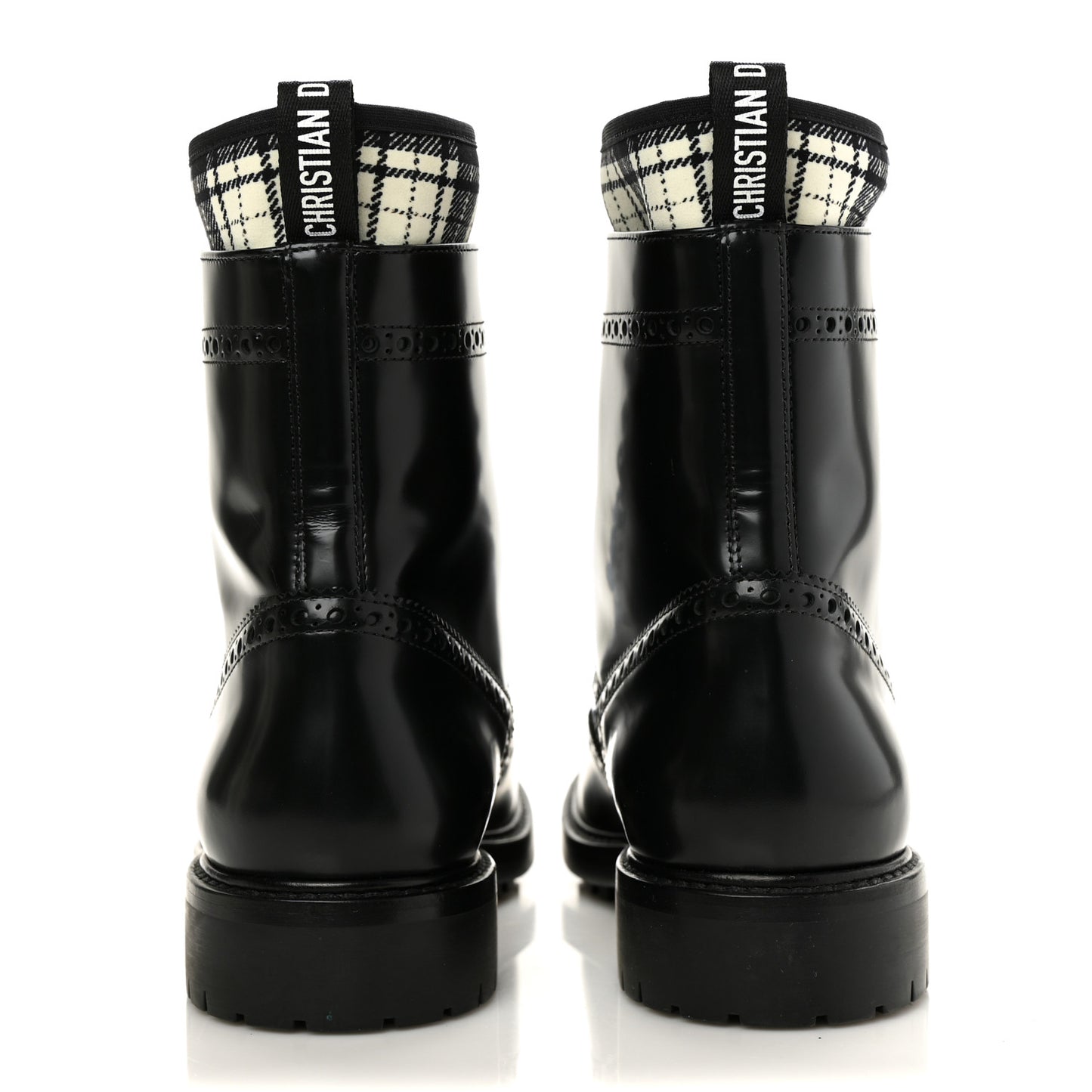 Calfskin Tartan D-Order Low Boot 38 Black White
