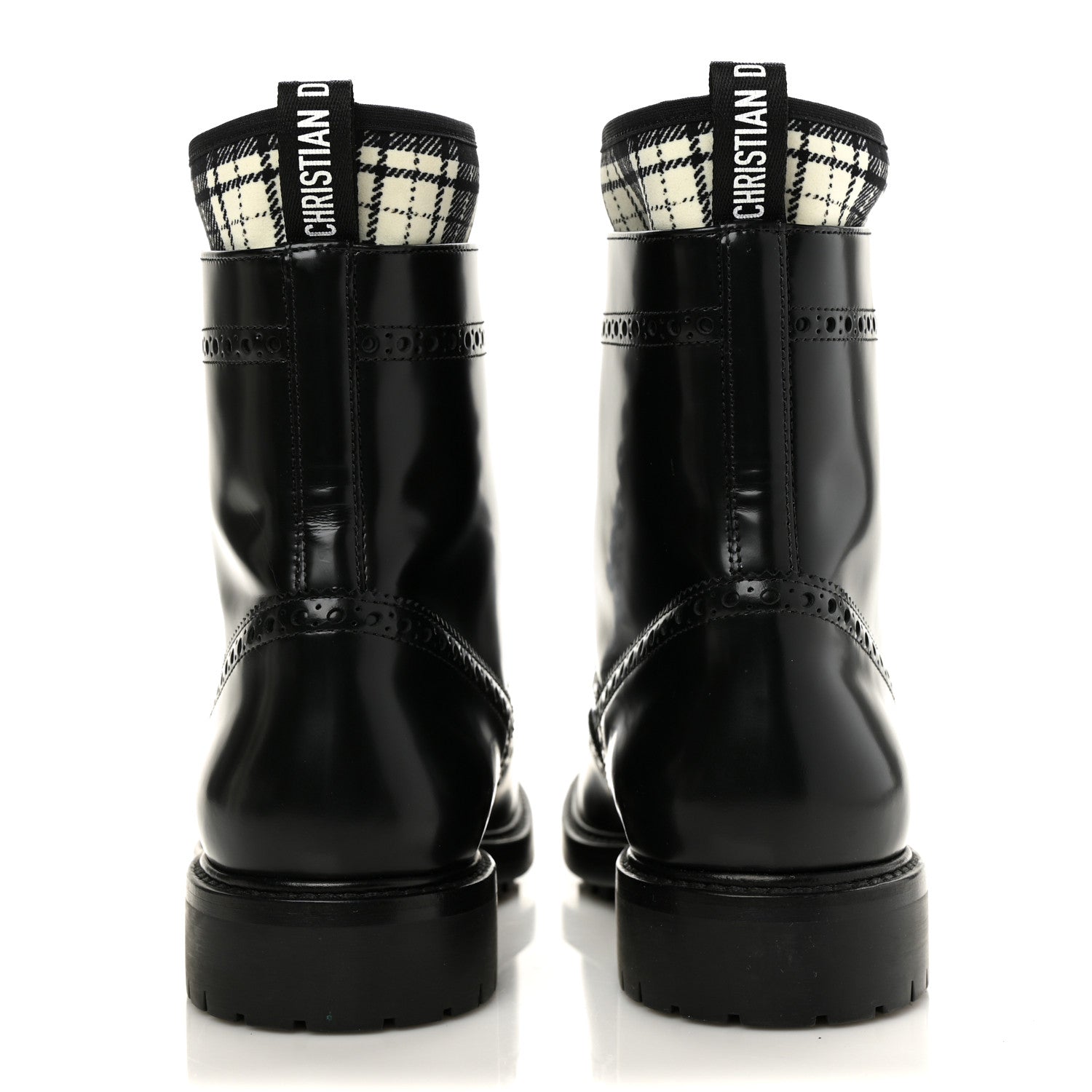 Christian Dior Calfskin Tartan D-Order Low Boot 38 Black White 5 of 10