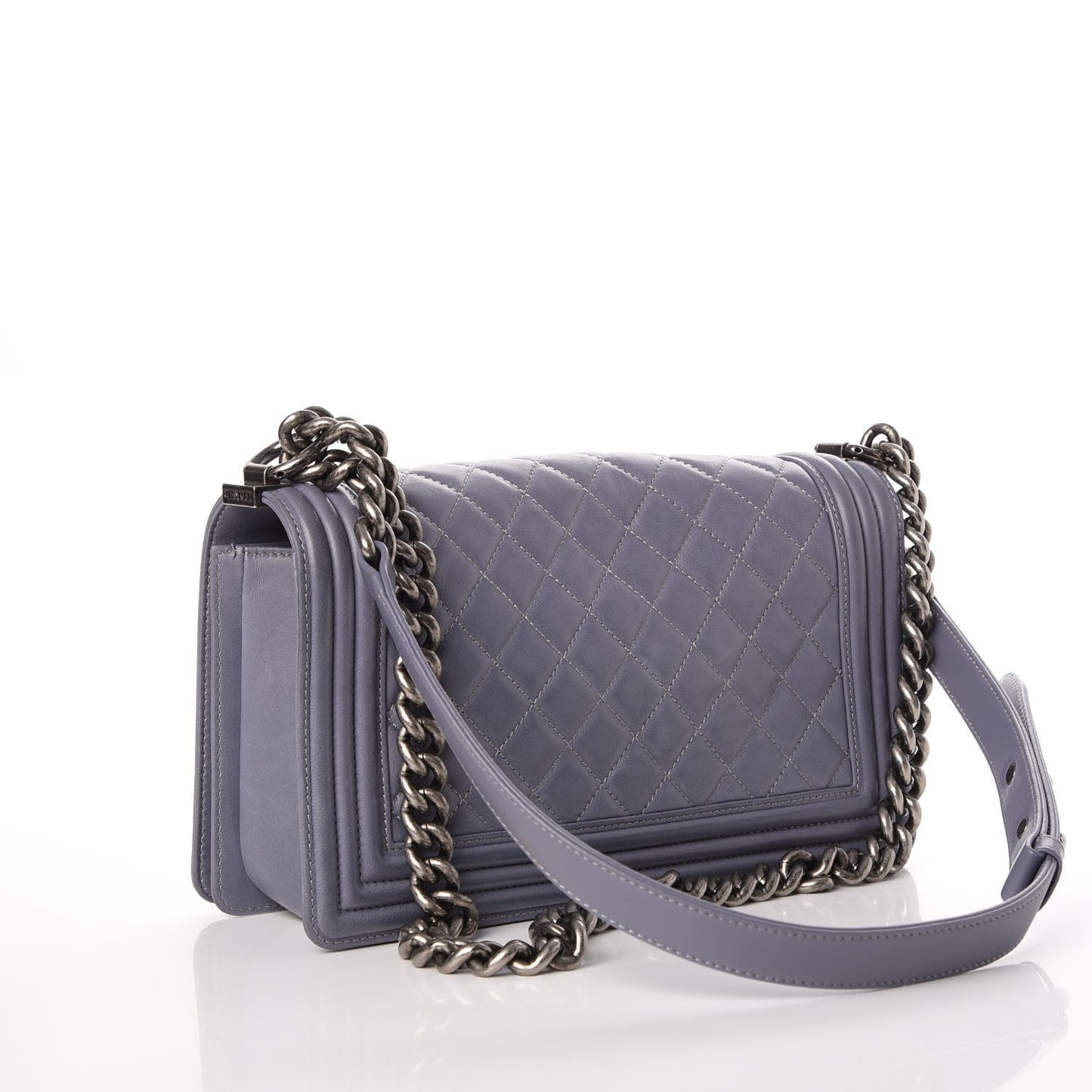 Lambskin Quilted Medium Boy Flap Blue