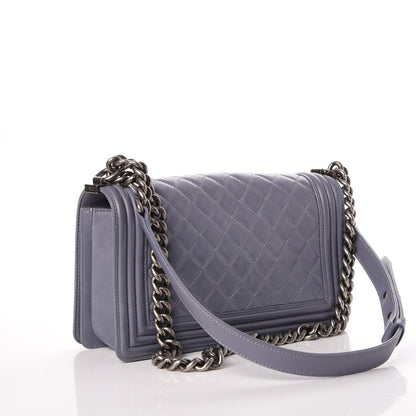Chanel Lambskin Quilted Medium Boy Flap Blue 3 of 14
