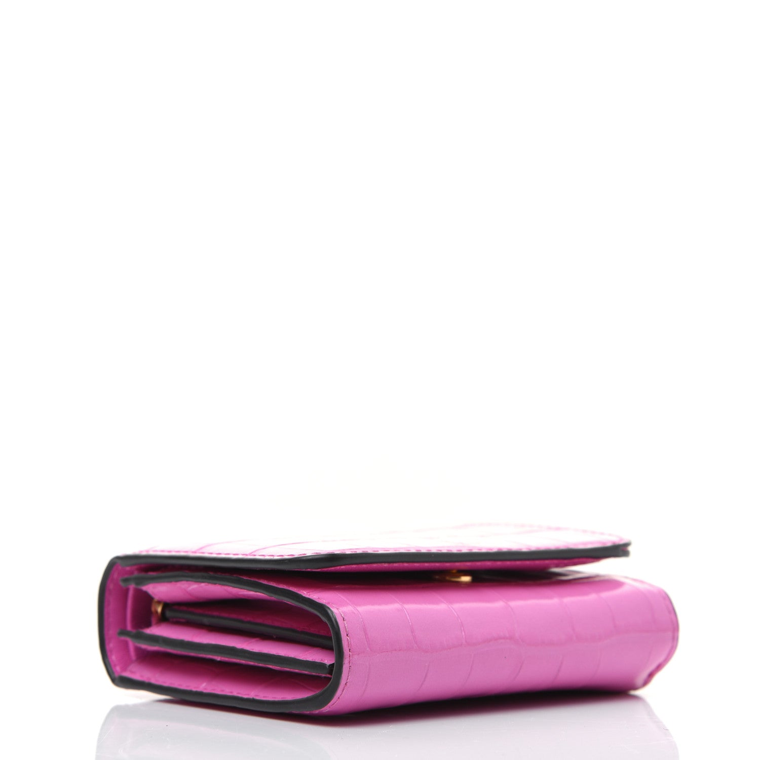 Mulberry Crocodile Embossed Calfskin Small French Continental Wallet Raspberry Pink 4 of 14