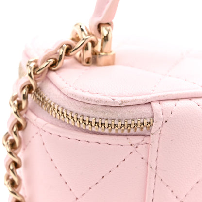 Chanel Lambskin Quilted Mini Top Handle Vanity Case With Chain Light Pink 11 of 11