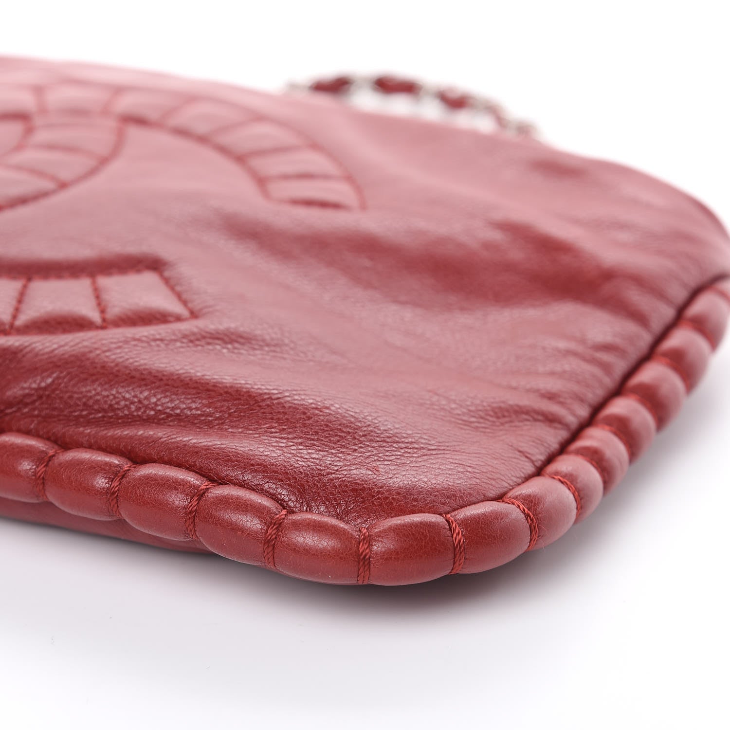 Chanel Calfskin On The Bund Pochette Dark Red 9 of 12