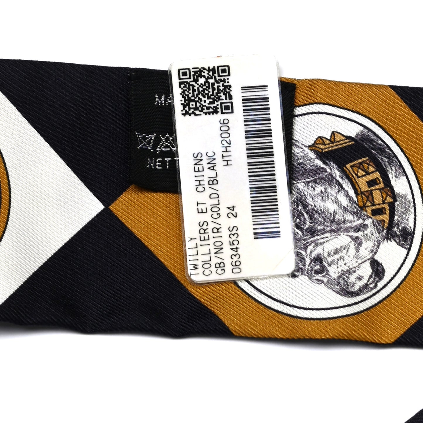 Silk Colliers Et Chiens Twilly Black Gold White