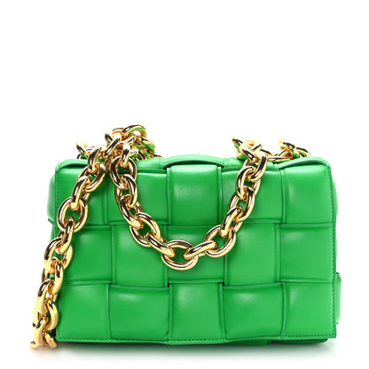 Bottega Veneta Lambskin Maxi Intreccio Padded Chain Cassette Crossbody Bag Grass 1 of 8