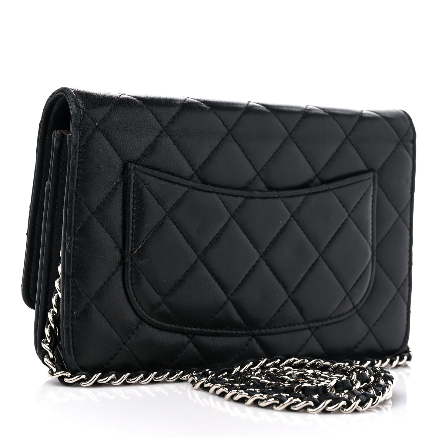 Lambskin Quilted Wallet On Chain WOC Black