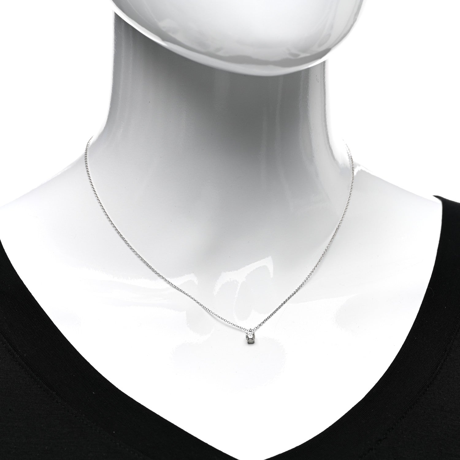 Tiffany Platinum Diamond .25ct Solitaire Pendant Necklace 2 of 4