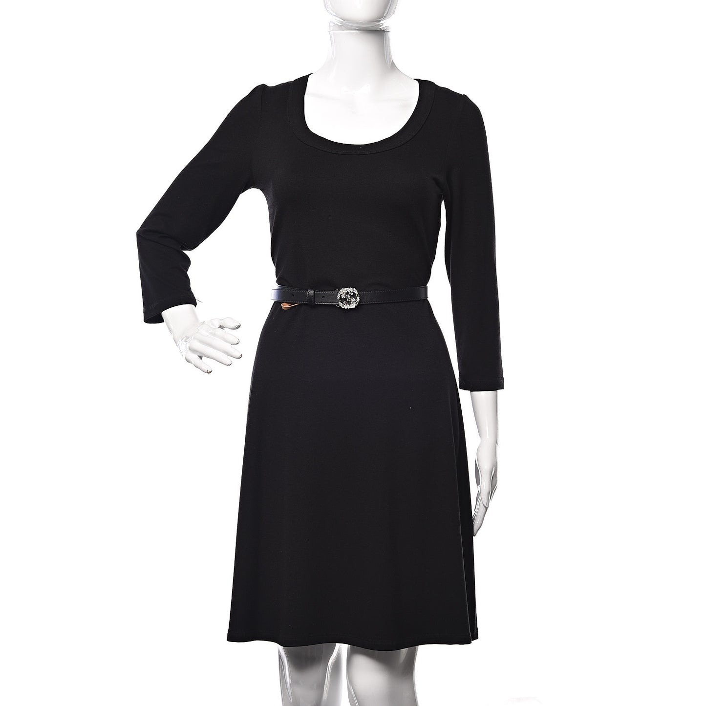 Calfskin Crystal Interlocking G Belt 80 32 Black