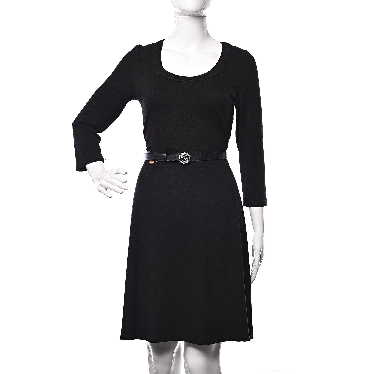 Gucci Calfskin Crystal Interlocking G Belt 80 32 Black 2 of 7