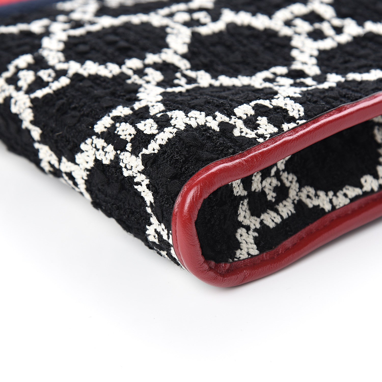 Gucci Tweed GG Monogram Large Rajah Chain Tote Romantic Cherry Black White 10 of 10