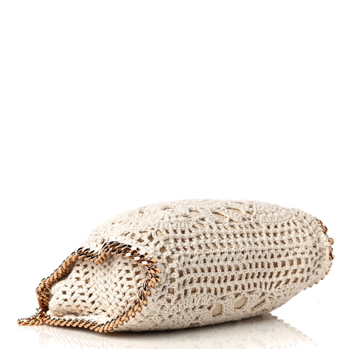 Cotton Crochet Falabella Ajouree Tote Bag White