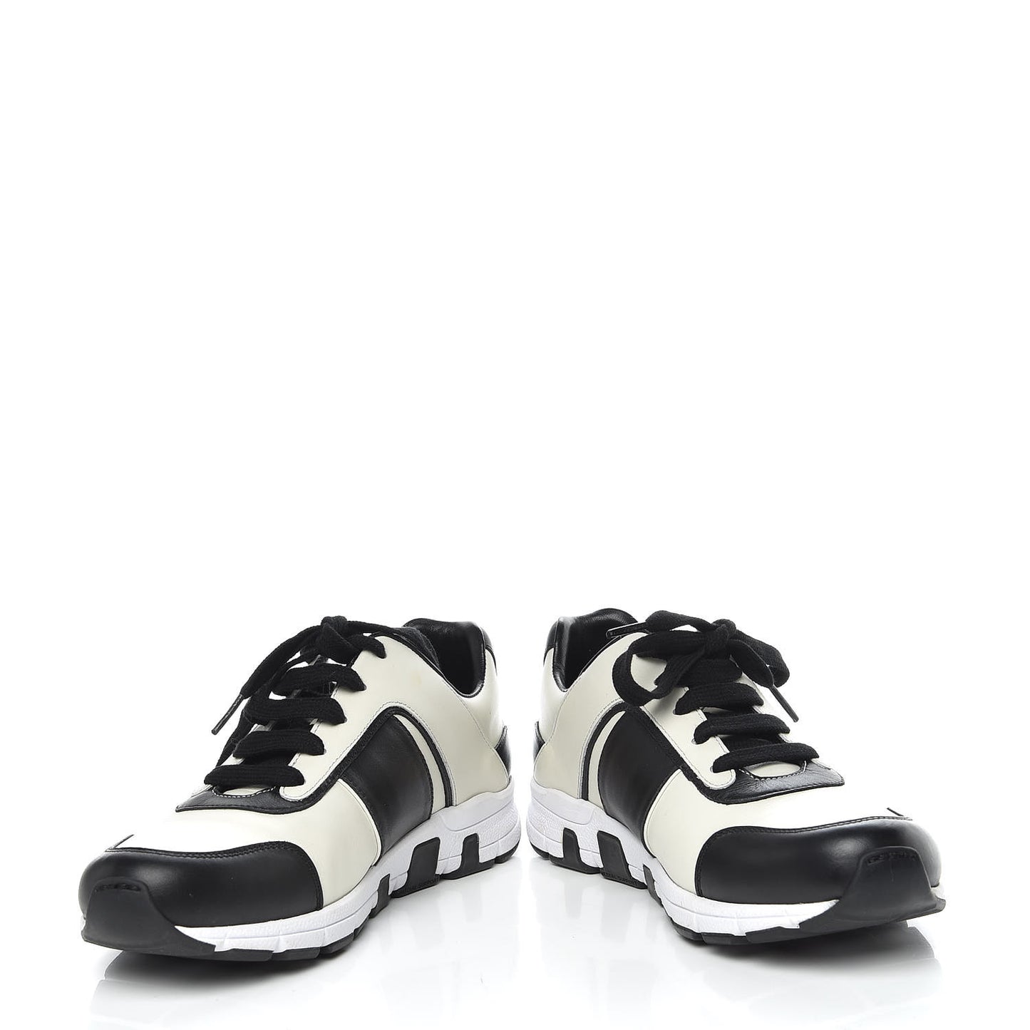 Calfskin Womens Interlocking G Sneakers 39 Black White