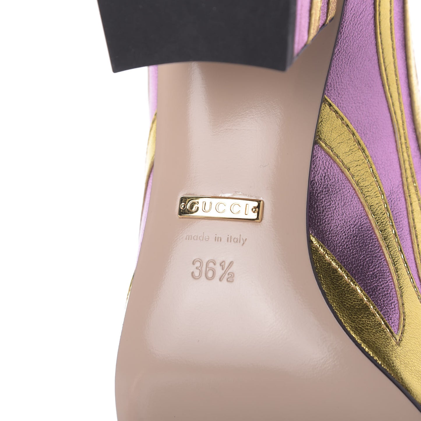Metallic Nappa Inlay GG Marmont Fringe 50mm Loafer Pumps 36.5 Oro Vecchio Rosa