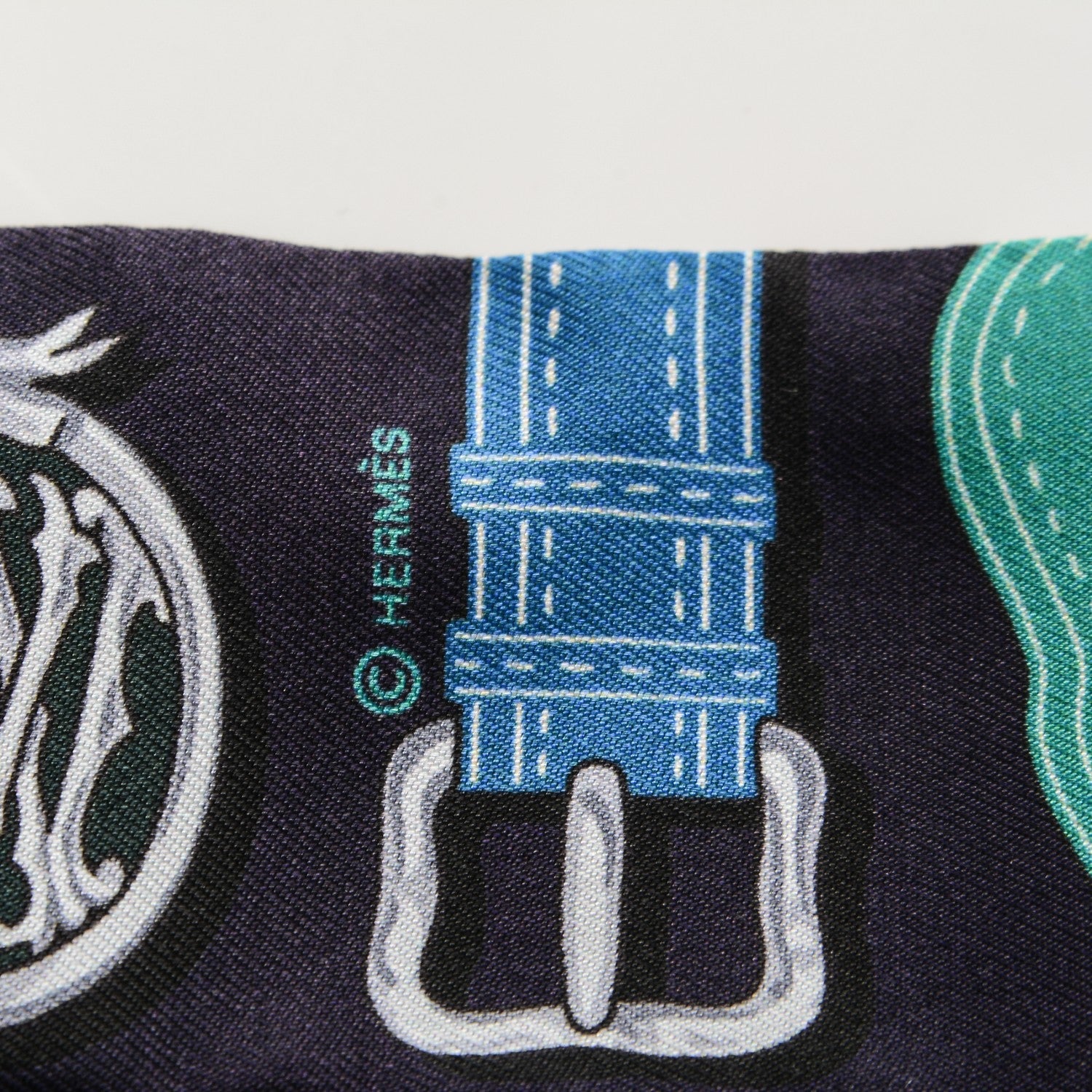 Hermes Silk Harnais Des Presidents Twilly Aubergine Vert Miel 4 of 5