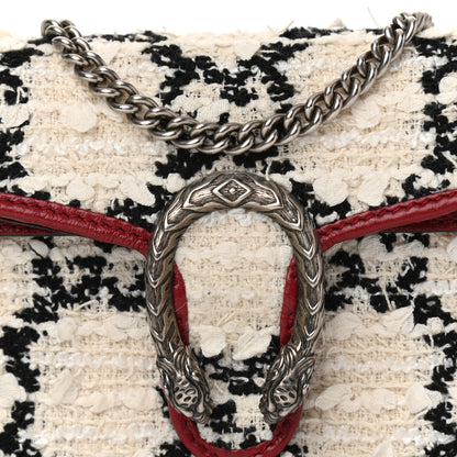 Gucci Tweed GG Monogram Super Mini Dionysus Shoulder Bag White Black Romantic Cherry 7 of 8