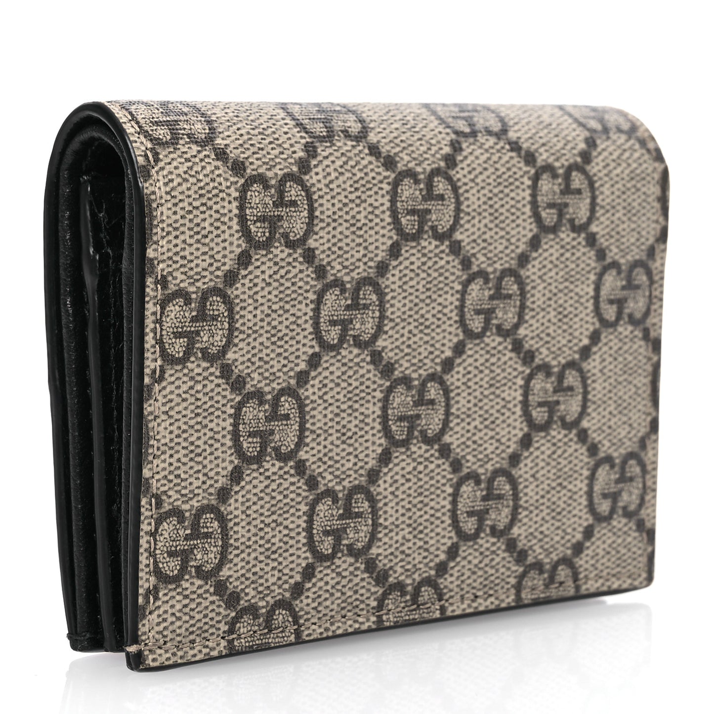 Dollar Calfskin GG Supreme Monogram GG Marmont Card Case Black Beige Ebony