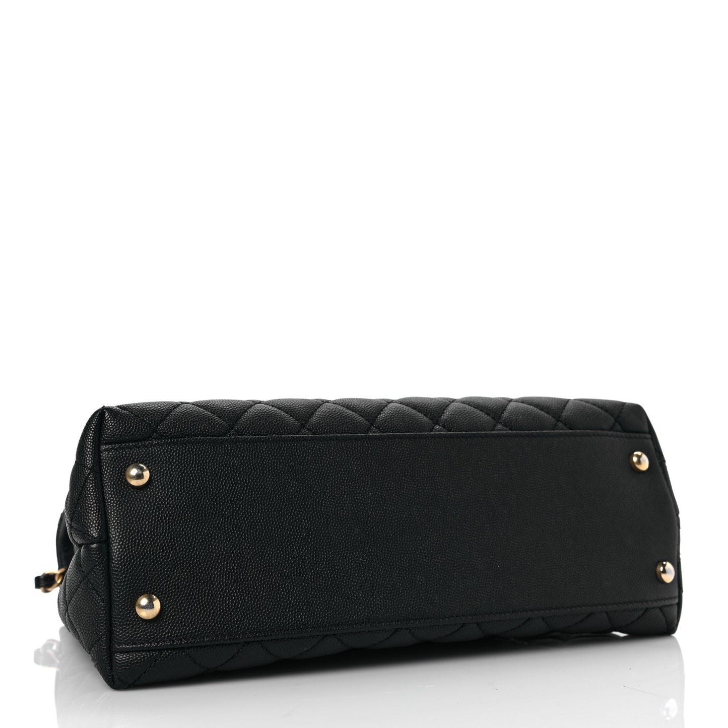 Caviar Lizard Embossed Quilted Small Coco Handle Flap Black