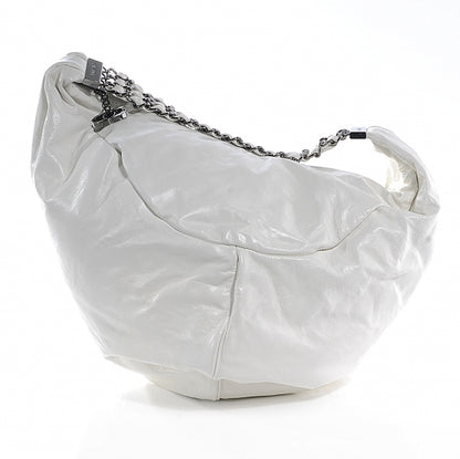 Chanel Patent Large Rock and Chain Hobo White 1 of 9