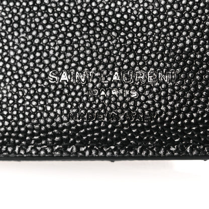 Saint Laurent Grain De Poudre Matelasse Chevron Monogram Zipped Two-Part Wallet Black 6 of 10