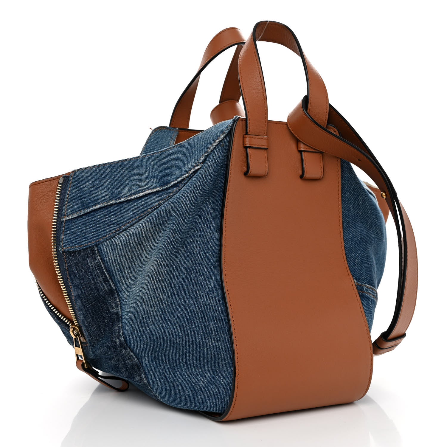Loewe Calfskin Denim Small Hammock Shoulder Bag Blue Tan 3 of 13
