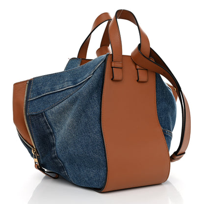 Loewe Calfskin Denim Small Hammock Shoulder Bag Blue Tan 3 of 13