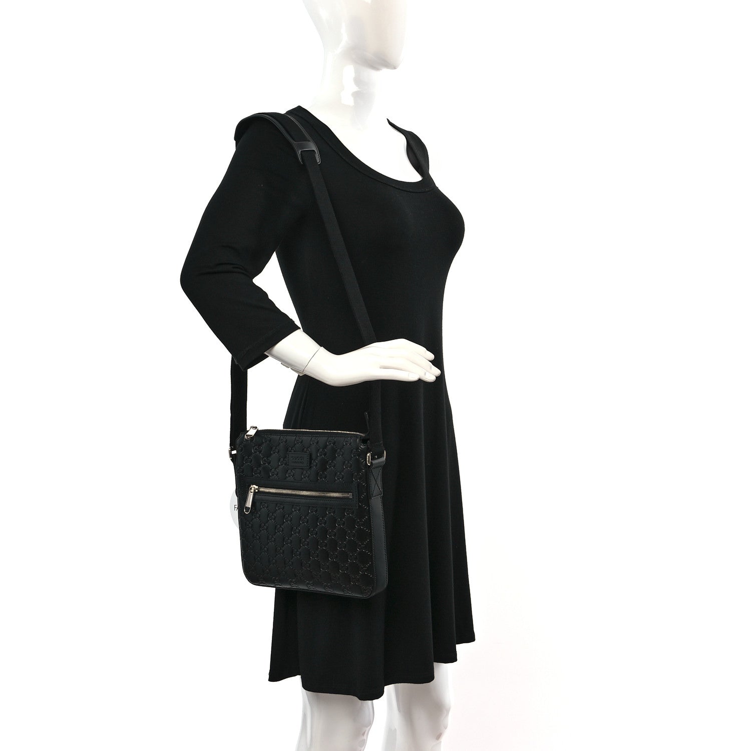 Gucci Guccissima Signature Small Messenger Bag Black 2 of 9