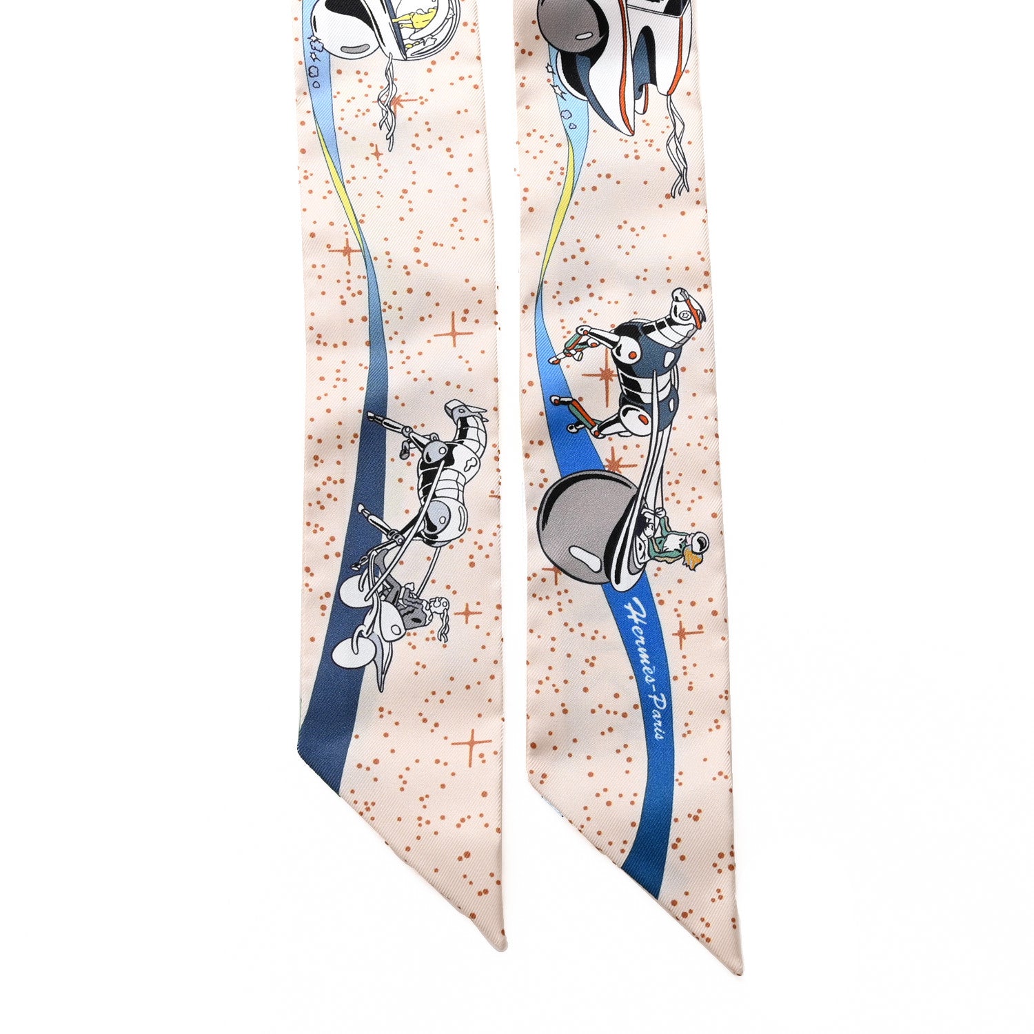 Hermes Silk Space Derby Twilly Creme Bleu Multicolor 2 of 4