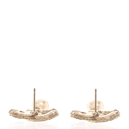 Chanel Pearl Crystal CC Drop Earrings Gold 3 of 5