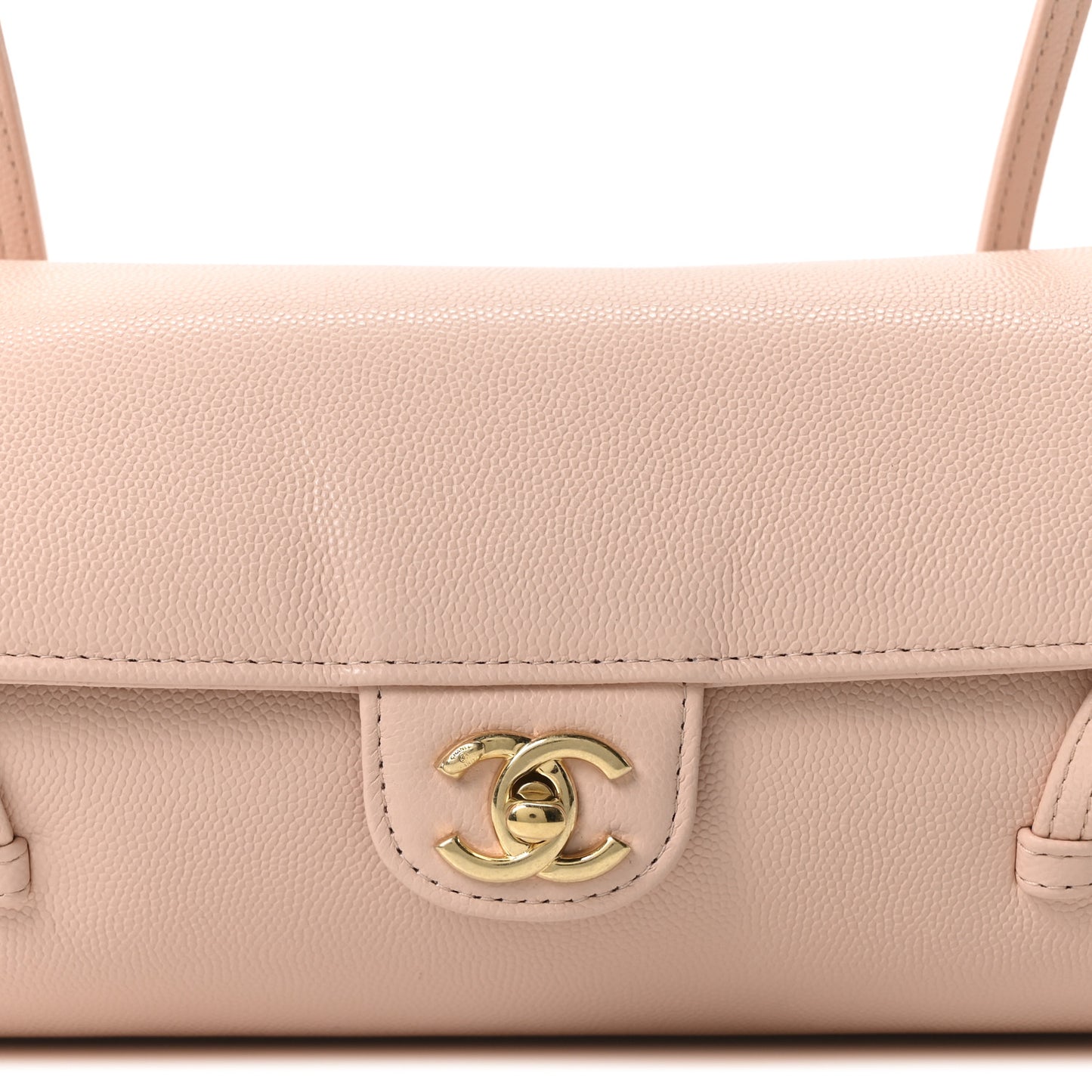 Shiny Caviar Preppy Coco Small Bowling Bag Rose Light Pink