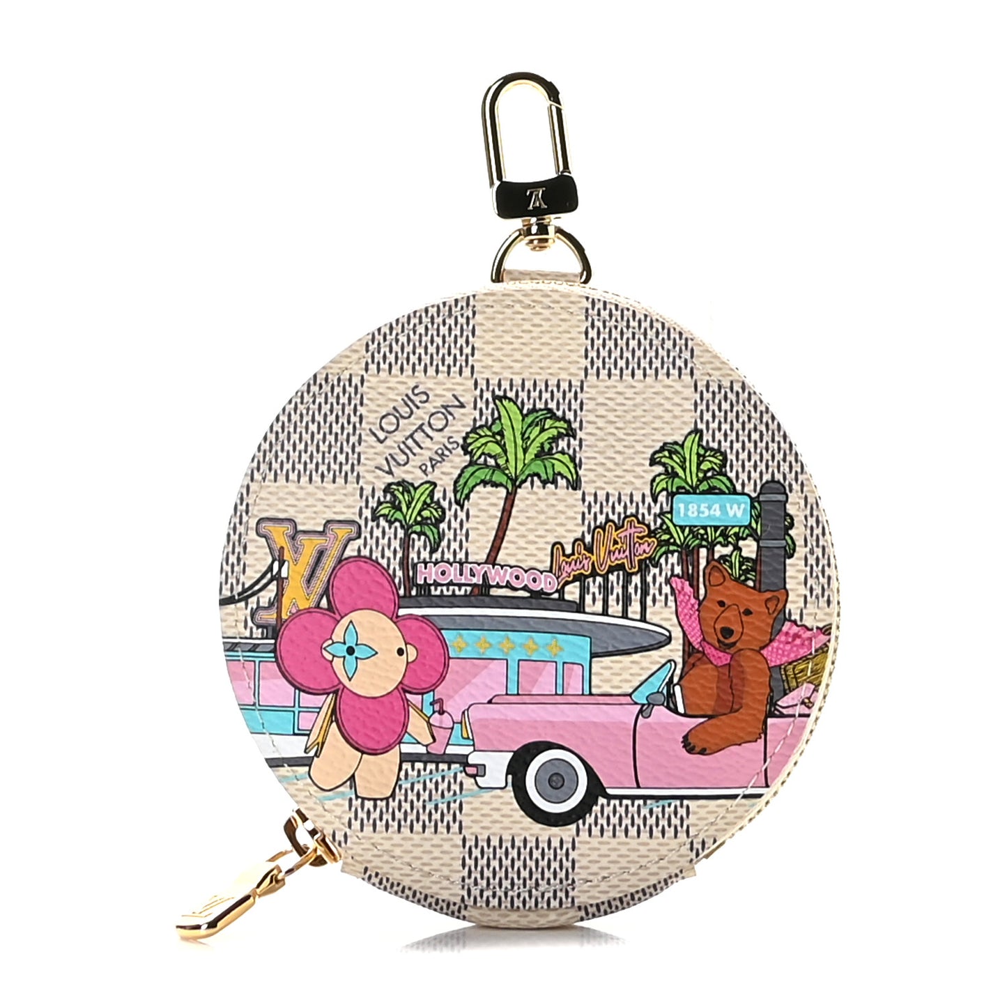 Damier Azur 2021 Christmas Animation Hollywood Bag Charm Fuchsia