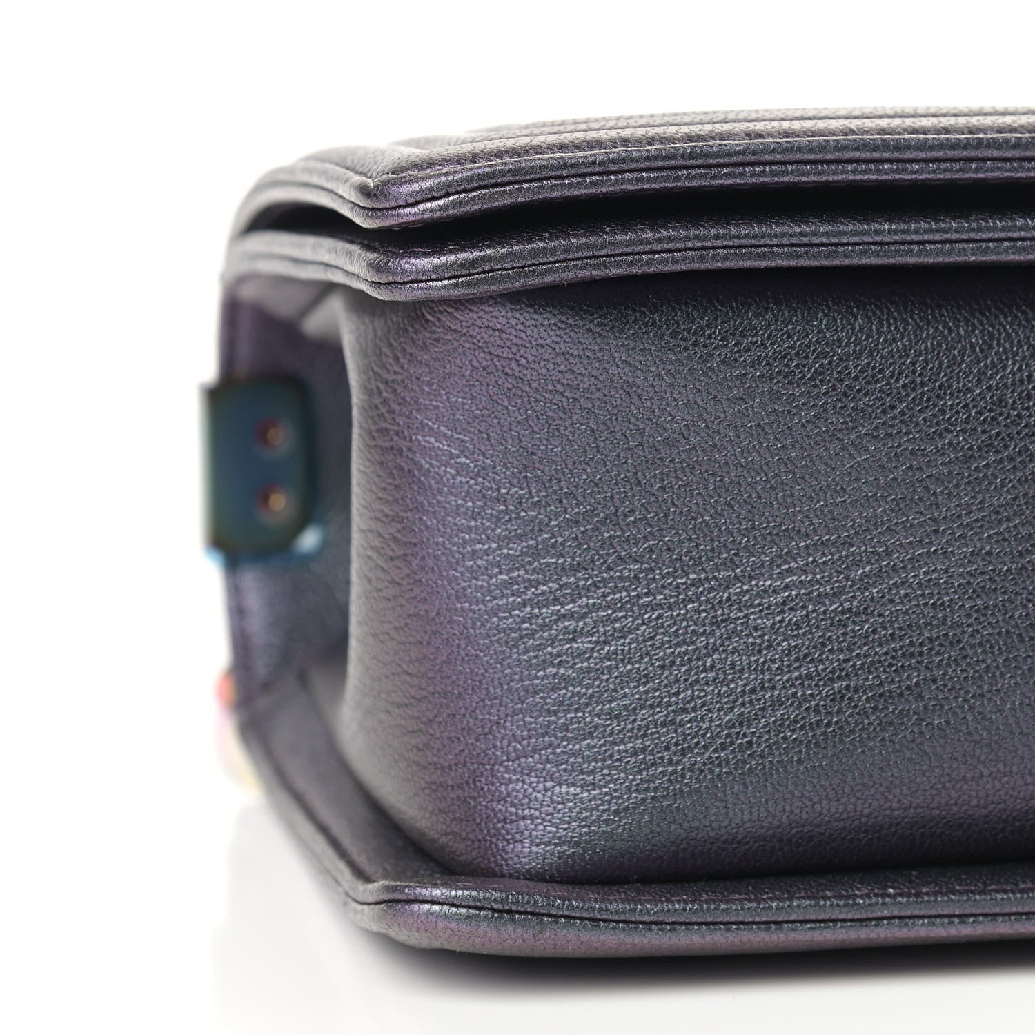 Chanel Iridescent Goatskin Quilted Medium Boy Flap Purple 8 of 9