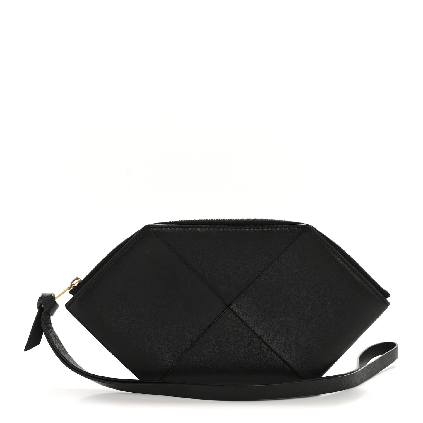 Nappa Intrecciato Origami Pouch Wristlet Black