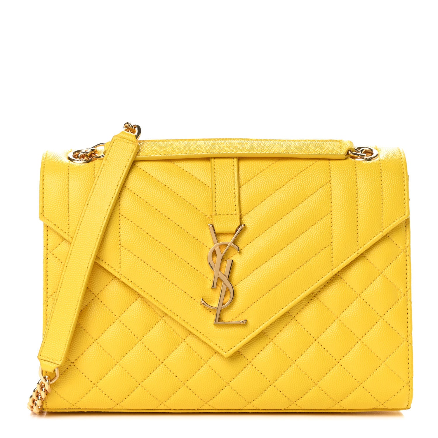 Saint Laurent Grain De Poudre Textured Mixed Matelasse Triquilt Medium Monogram Satchel Mimosa 1 of 8
