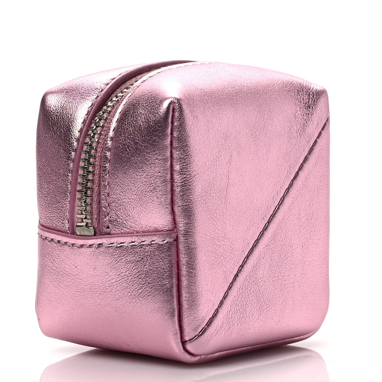 Saint Laurent Crinkled Lame Calfskin Jaime Cube Charm Keychain Violet 3 of 7