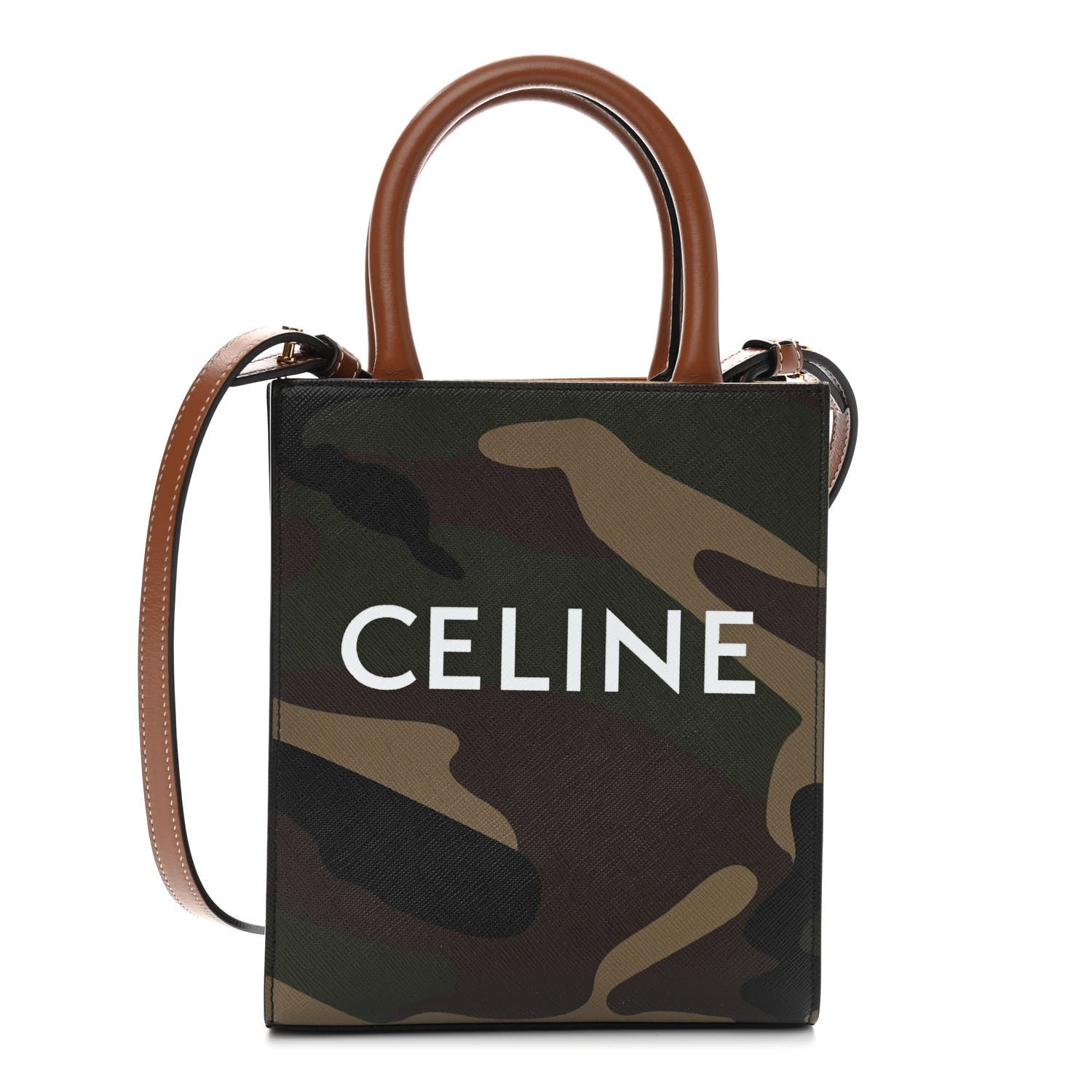 Celine Canvas Calfskin Mini Vertical Cabas Khaki 1 of 8