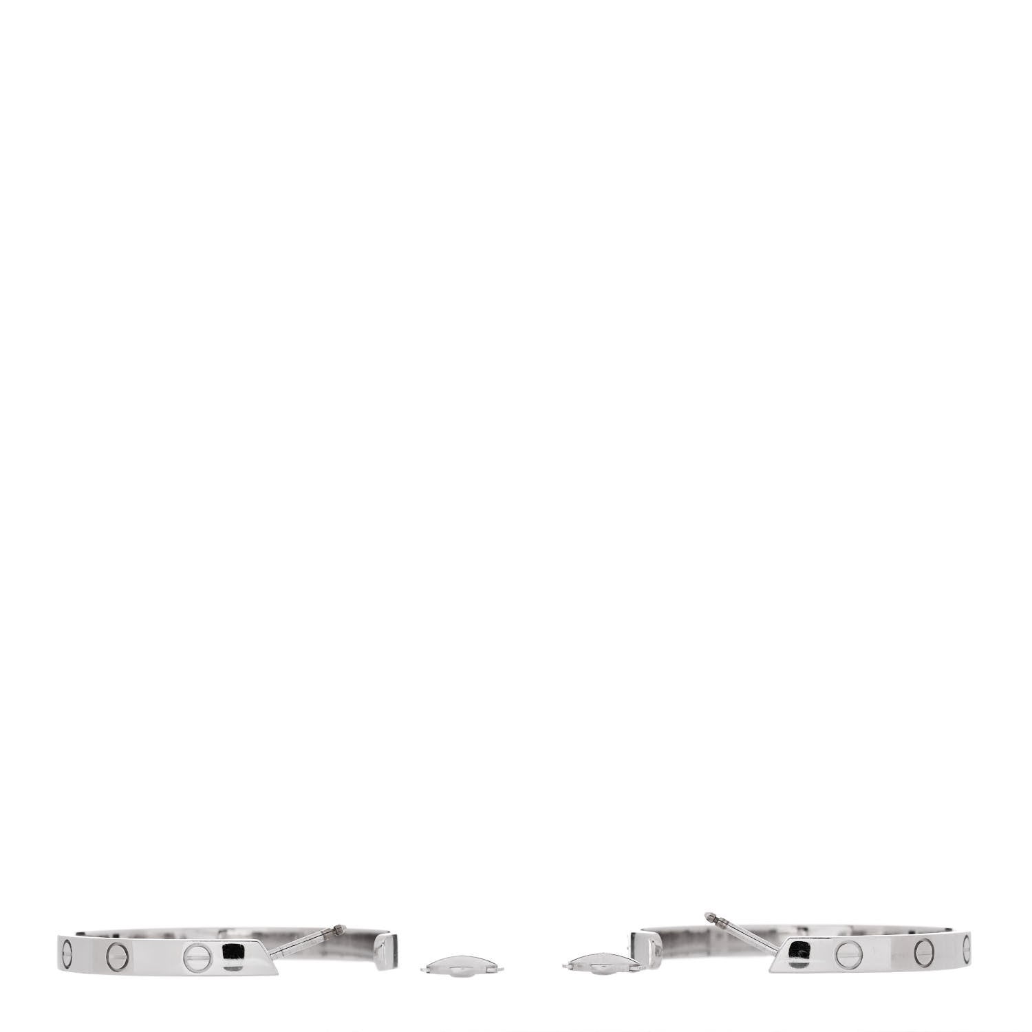 Cartier 18K White Gold Large LOVE Hoop Earrings 3 of 4